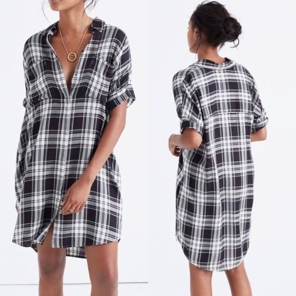 Madewell Flannel Daywalk Shirtdress in Glendale plaid size Medium